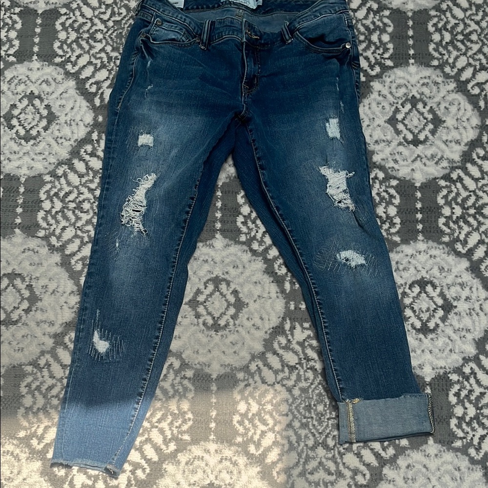 Torrid Blue Boyfriend Jeans Distressed Casual